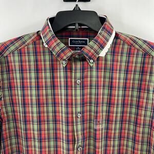 Club Room Men's Slim Fit Long Sleeve Button Front Shirt - Red Plaid - XL - NWT